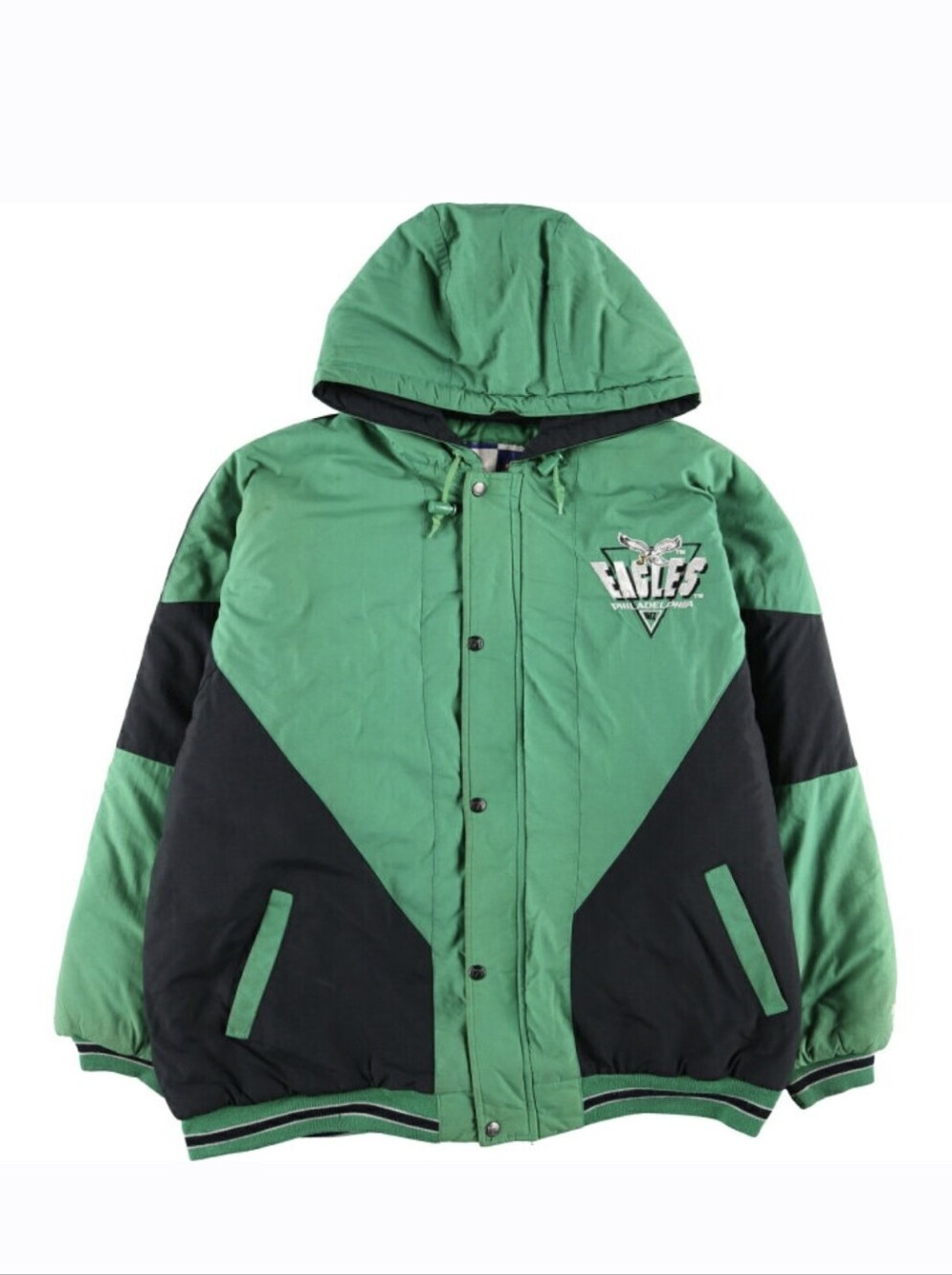 Vintage 90s Logo 7 NFL Philadelphia Eagles Puffer Jacket w Sewn Logos - Sz. XL